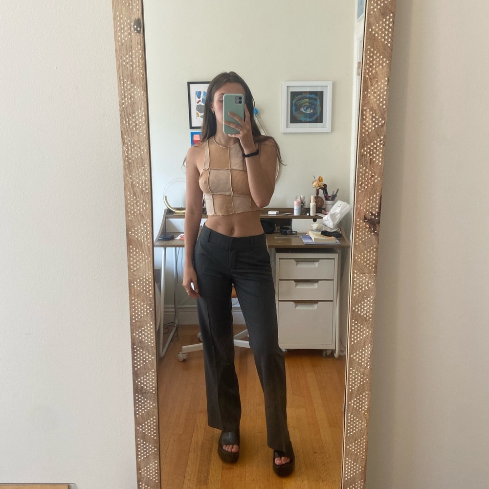 Dark gray slacks
